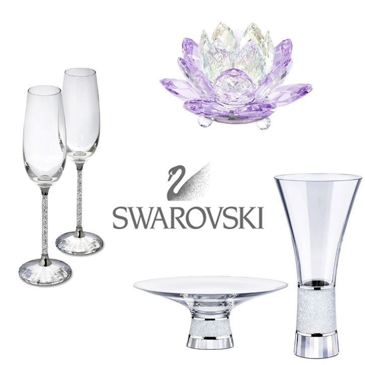 Swarovski_Giftware_Home_Accessories_DeNatale Jewelers_vase_glasses_toasting flutes_candle holders_silvertone